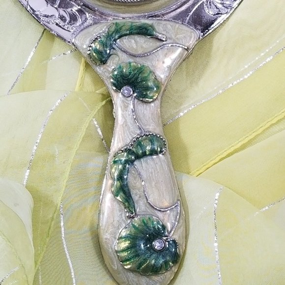 Jeweled Hand Held Vanity Mirror Ornate EUC - Picture 5 of 8